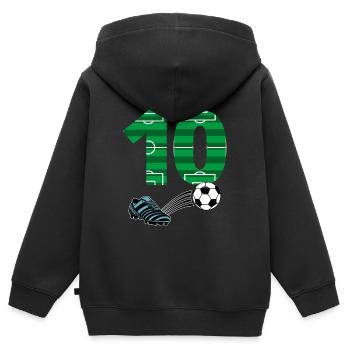 10e anniversaire de football - Sweat Premium à capuche zippé enfant bio - noir - Dos - AI Model Kid Male (0cm)
