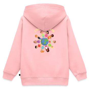 Journée de l’enfance - Sweat Premium à capuche zippé enfant bio - rose - Dos - AI Model Kid Female (0cm)