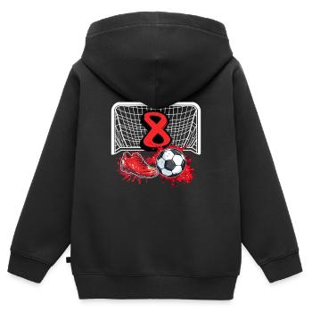 8. Geburtstag Fußball - Kinder Premium Organic Zip Hoodie - Schwarz - Hinten - AI Model Kid Male (0cm)