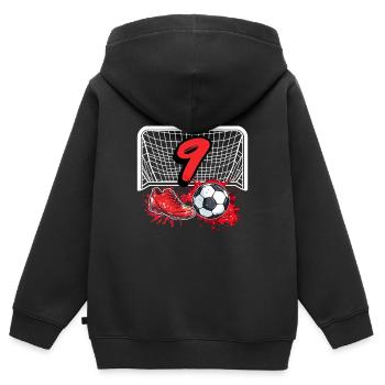 9. Geburtstag Fußball - Kinder Premium Organic Zip Hoodie - Schwarz - Hinten - AI Model Kid Male (0cm)