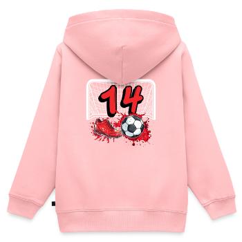 14. Geburtstag Fußball - Kinder Premium Organic Zip Hoodie - Rosa - Hinten - AI Model Kid Female (0cm)
