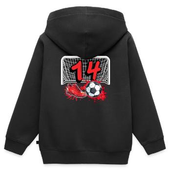 14th Birthday Football - Kids Premium Organic Zip-up Hoodie - black - Back - AI Model Kid Male (0cm)