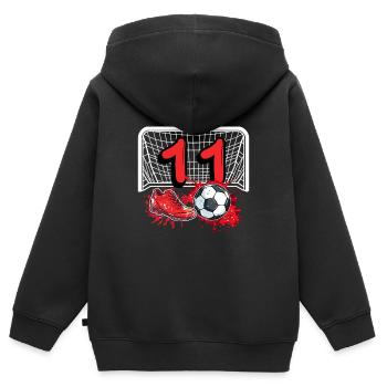 11. Geburtstag Fußball - Kinder Premium Organic Zip Hoodie - Schwarz - Hinten - AI Model Kid Male (0cm)