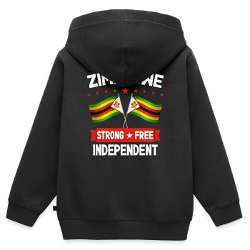 Simbabwe - Kinder Premium Organic Zip Hoodie - Schwarz - Hinten - AI Model Kid Male (0cm)