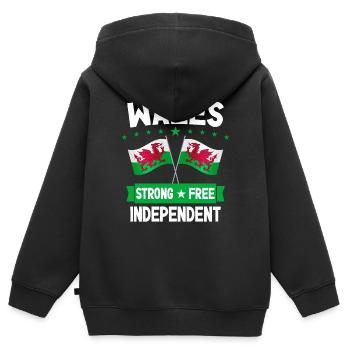 Wales - Kinder Premium Organic Zip Hoodie - Schwarz - Hinten - AI Model Kid Male (0cm)