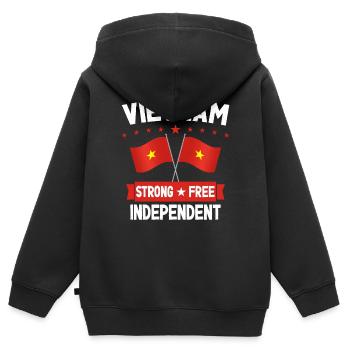 Vietnam - Kinder Premium Organic Zip Hoodie - Schwarz - Hinten - AI Model Kid Male (0cm)