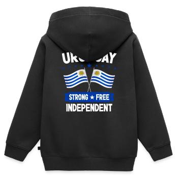 Uruguay - Sweat Premium à capuche zippé enfant bio - noir - Dos - AI Model Kid Male (0cm)