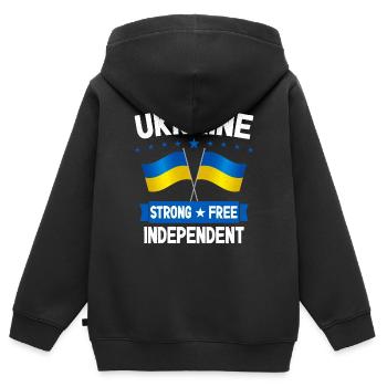 Ukraine - Kinder Premium Organic Zip Hoodie - Schwarz - Hinten - AI Model Kid Male (0cm)
