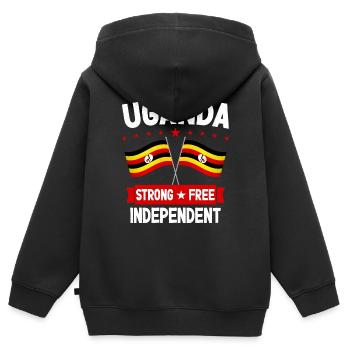 Uganda - Kids Premium Organic Zip-up Hoodie - black - Back - AI Model Kid Male (0cm)