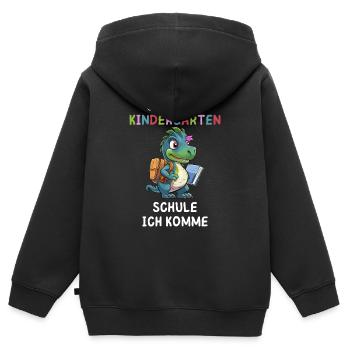 Goodbye Kindergarten Dino - Kinder Premium Organic Zip Hoodie - Schwarz - Hinten - AI Model Kid Male (0cm)