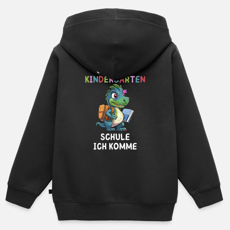 Goodbye Kindergarten Dino - Kinder Premium Organic Zip Hoodie - Schwarz