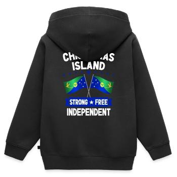 Île Christmas - Sweat Premium à capuche zippé enfant bio - noir - Dos - AI Model Kid Male (0cm)