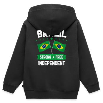 Brasilien - Kinder Premium Organic Zip Hoodie - Schwarz - Hinten - AI Model Kid Male (0cm)