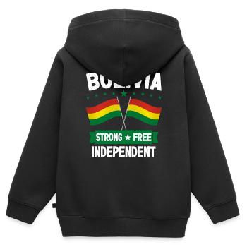 Bolivien - Kinder Premium Organic Zip Hoodie - Schwarz - Hinten - AI Model Kid Male (0cm)