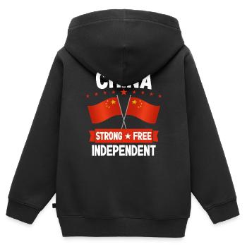 Chine - Sweat Premium à capuche zippé enfant bio - noir - Dos - AI Model Kid Male (0cm)