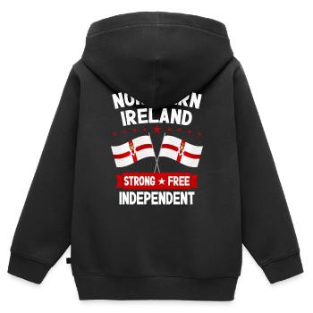 Nordirland - Kinder Premium Organic Zip Hoodie - Schwarz - Hinten - AI Model Kid Male (0cm)