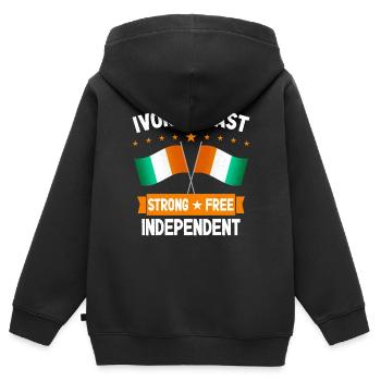 Ivory Coast - Kids Premium Organic Zip-up Hoodie - black - Back - AI Model Kid Male (0cm)