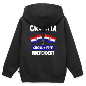 Kroatien - Kinder Premium Organic Zip Hoodie - Schwarz - Hinten - AI Model Kid Male (0cm)