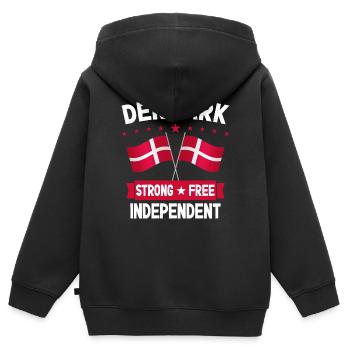 Dänemark - Kinder Premium Organic Zip Hoodie - Schwarz - Hinten - AI Model Kid Male (0cm)