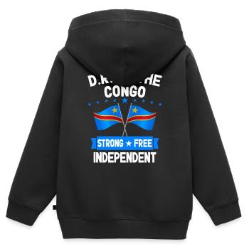 Demokratische Republik Kongo - Kinder Premium Organic Zip Hoodie - Schwarz - Hinten - AI Model Kid Male (0cm)