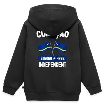 Curaçao - Kinder Premium Organic Zip Hoodie - Schwarz - Hinten - AI Model Kid Male (0cm)