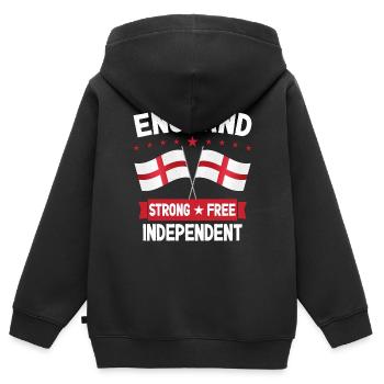 England - Kinder Premium Organic Zip Hoodie - Schwarz - Hinten - AI Model Kid Male (0cm)
