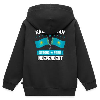 Kazakhstan - Kids Premium Organic Zip-up Hoodie - black - Back - AI Model Kid Male (0cm)