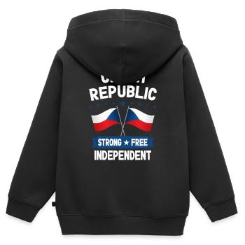 Tschechische Republik - Kinder Premium Organic Zip Hoodie - Schwarz - Hinten - AI Model Kid Male (0cm)