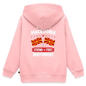 Macédoine du Nord - Sweat Premium à capuche zippé enfant bio - rose - Dos - AI Model Kid Female (0cm)