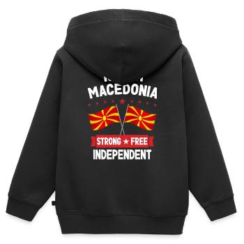 Macédoine du Nord - Sweat Premium à capuche zippé enfant bio - noir - Dos - AI Model Kid Male (0cm)