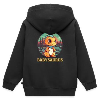 Babysaure - Sweat Premium à capuche zippé enfant bio - noir - Dos - AI Model Kid Male (0cm)