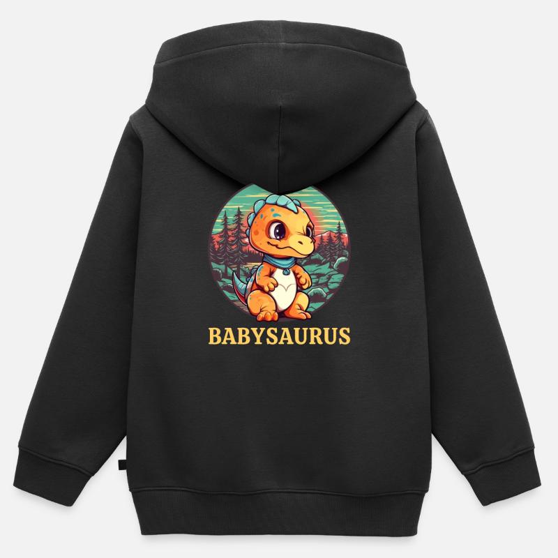 Babysaurus - Kinder Premium Organic Zip Hoodie - Schwarz