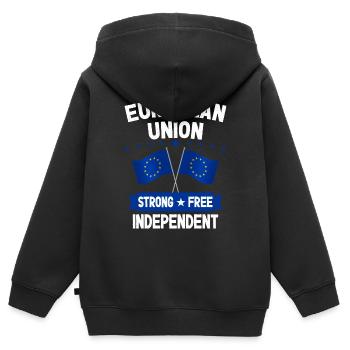 European Union - Kids Premium Organic Zip-up Hoodie - black - Back - AI Model Kid Male (0cm)