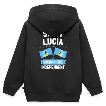 Sainte-Lucie - Sweat Premium à capuche zippé enfant bio - noir - Dos - AI Model Kid Male (0cm)