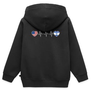 Israel - Kinder Premium Organic Zip Hoodie - Schwarz - Hinten - AI Model Kid Male (0cm)