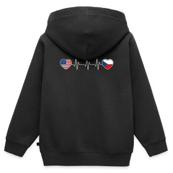 République tchèque - Sweat Premium à capuche zippé enfant bio - noir - Dos - AI Model Kid Male (0cm)