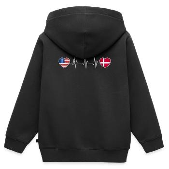 Dänemark - Kinder Premium Organic Zip Hoodie - Schwarz - Hinten - AI Model Kid Male (0cm)