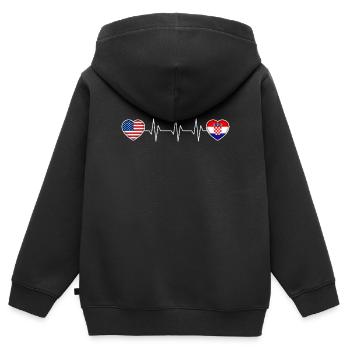 Kroatien - Kinder Premium Organic Zip Hoodie - Schwarz - Hinten - AI Model Kid Male (0cm)