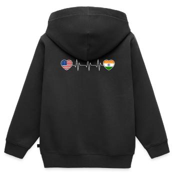 Inde - Sweat Premium à capuche zippé enfant bio - noir - Dos - AI Model Kid Male (0cm)