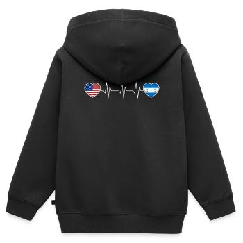 Honduras - Kinder Premium Organic Zip Hoodie - Schwarz - Hinten - AI Model Kid Male (0cm)