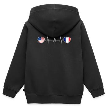 Frankreich - Kinder Premium Organic Zip Hoodie - Schwarz - Hinten - AI Model Kid Male (0cm)