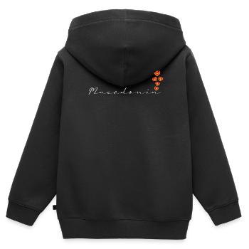 Macédoine - Sweat Premium à capuche zippé enfant bio - noir - Dos - AI Model Kid Male (0cm)