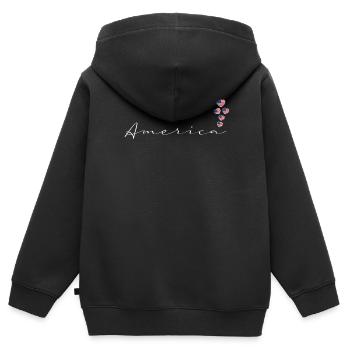 USA - Kinder Premium Organic Zip Hoodie - Schwarz - Hinten - AI Model Kid Male (0cm)