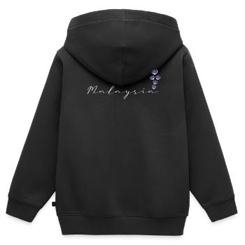 Malaysia - Kinder Premium Organic Zip Hoodie - Schwarz - Hinten - AI Model Kid Male (0cm)