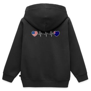 Neuseeland - Kinder Premium Organic Zip Hoodie - Schwarz - Hinten - AI Model Kid Male (0cm)