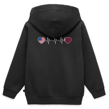 Qatar - Sweat Premium à capuche zippé enfant bio - noir - Dos - AI Model Kid Male (0cm)