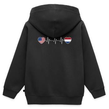 Niederlande - Kinder Premium Organic Zip Hoodie - Schwarz - Hinten - AI Model Kid Male (0cm)