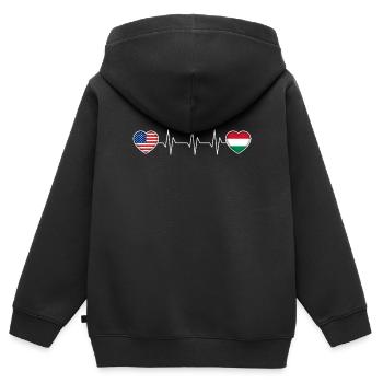 Ungarn - Kinder Premium Organic Zip Hoodie - Schwarz - Hinten - AI Model Kid Male (0cm)