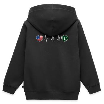 Pakistan - Kinder Premium Organic Zip Hoodie - Schwarz - Hinten - AI Model Kid Male (0cm)