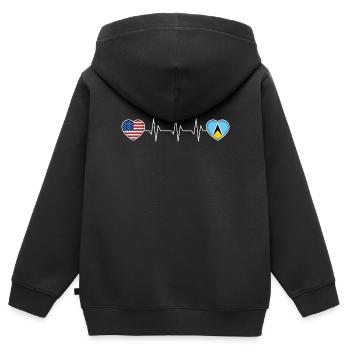 Sainte-Lucie - Sweat Premium à capuche zippé enfant bio - noir - Dos - AI Model Kid Male (0cm)